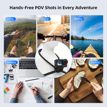 MOBILIFE Neck Mount DJI Osmo Action Magnetic Quick-Release Mount Hands-Free POV Neck Holder Ergonomics Silicone Gooseneck Anti-Shake Chest Strap Air Cushion for DJI Osmo Action 5 Pro/4/3/2