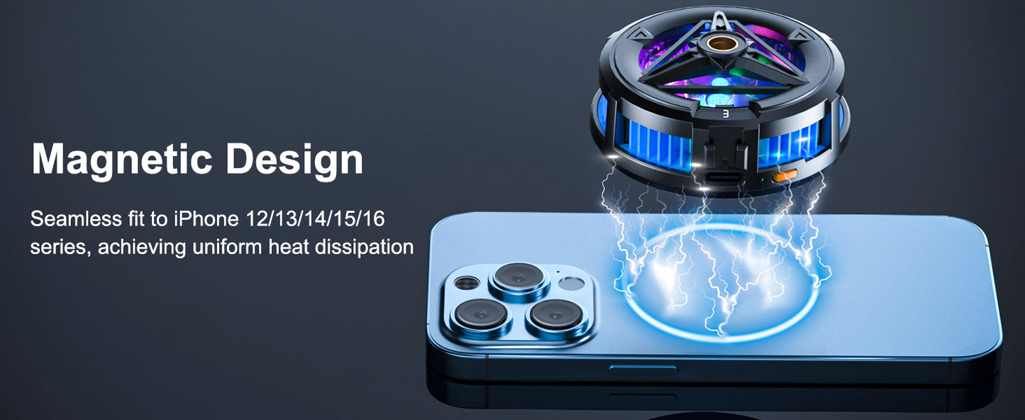 MOBILIFE Magnetic Mobile Cooler, Semiconductor Technology Phone Cooler for iPhone 12/13/14/15/16, 3 Cooling Modes (Black)