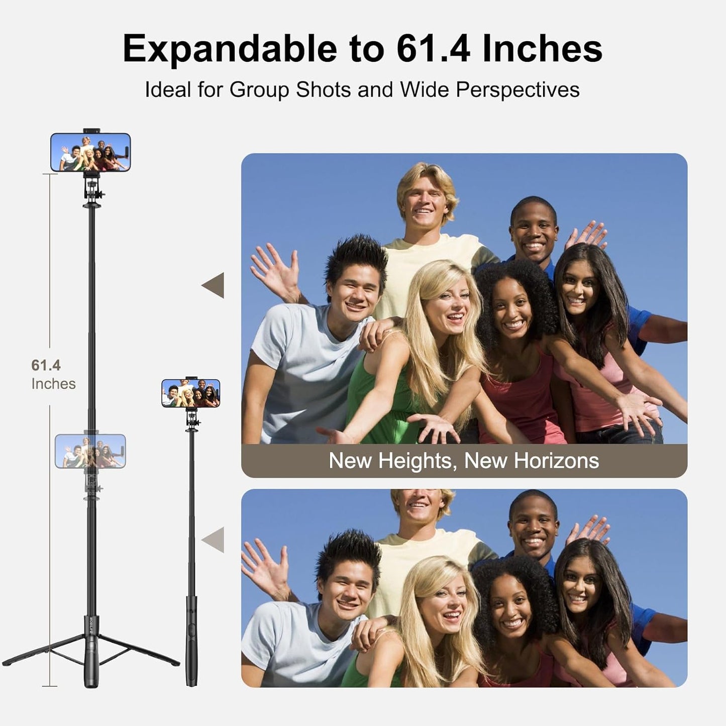 Mobilife Long Selfie Stick with Tripod Stand Aluminum 61 inch Multifunctional Bluetooth Tripod for Mobile Phone
