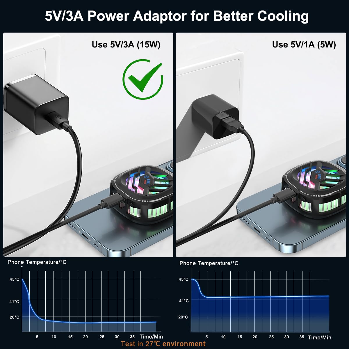 MOBILIFE Mobile Cooler, 15W Magnetic Cooling Fan for Gaming Phones, Instant Cooling with Semiconductor Technology