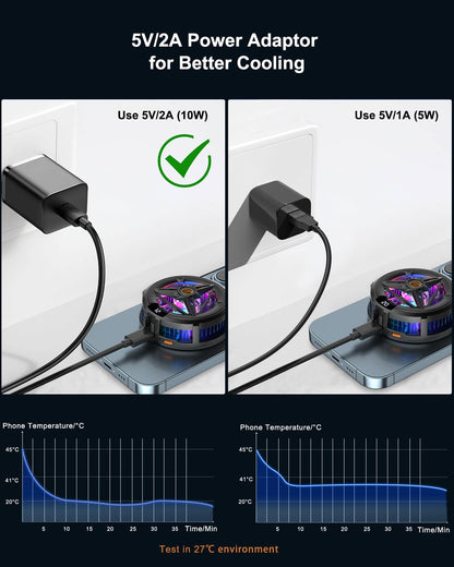 MOBILIFE Mobile Cooler with 1/4" Screw Hole, 3 Cooling Modes, LCD Display, RGB Light, Semiconductor Technology
