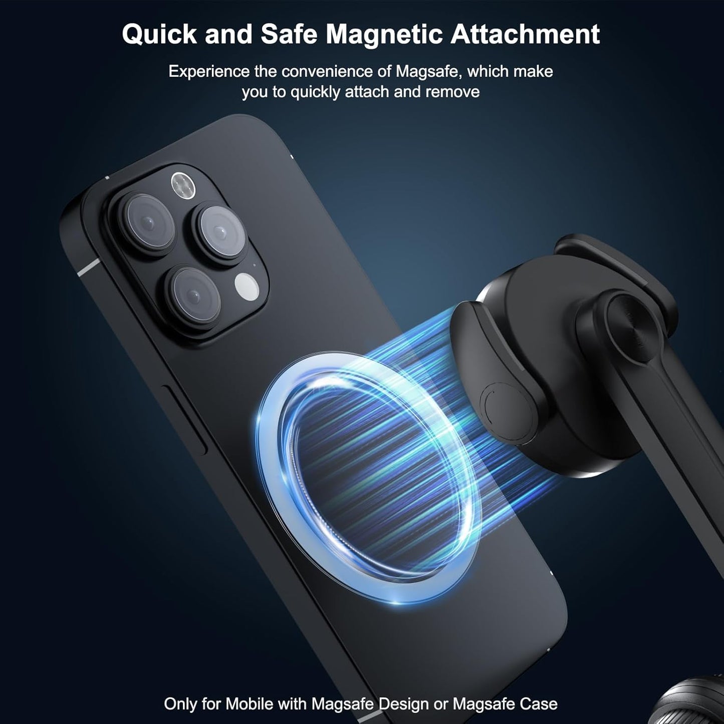 Mobilife Magnetic Selfie Stick Tripod 64" Long Tripod Stand for Magsafe iPhone 360 Degree Rotation for Camera, gopro etc.,