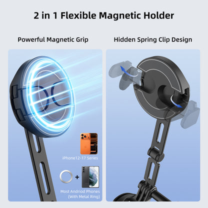 MOBILIFE Magnetic Neck Phone Holder Flexible Hands-Free POV Neck Mount with Chest Strap 360°Rotatable Adjustable Silicone Gooseneck Stand for Cellphone Action Camera Vlogging/Sports/Cooking/Recording