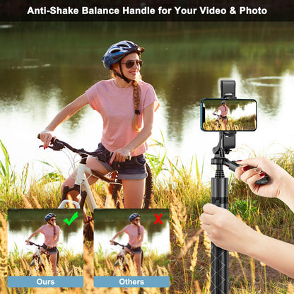 Mobilife 62-inch Selfie Stick Tripod 360° Rotation with Gimbal Handle Dual Fill Light with Bluetooth Remote