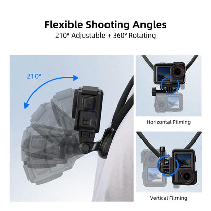 MOBILIFE Neck Mount DJI Osmo Action Magnetic Quick-Release Mount Hands-Free POV Neck Holder Ergonomics Silicone Gooseneck Anti-Shake Chest Strap Air Cushion for DJI Osmo Action 5 Pro/4/3/2