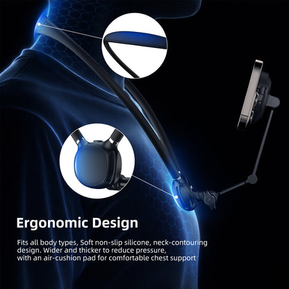 MOBILIFE Magnetic Neck Phone Holder Flexible Hands-Free POV Neck Mount with Chest Strap 360°Rotatable Adjustable Silicone Gooseneck Stand for Cellphone Action Camera Vlogging/Sports/Cooking/Recording