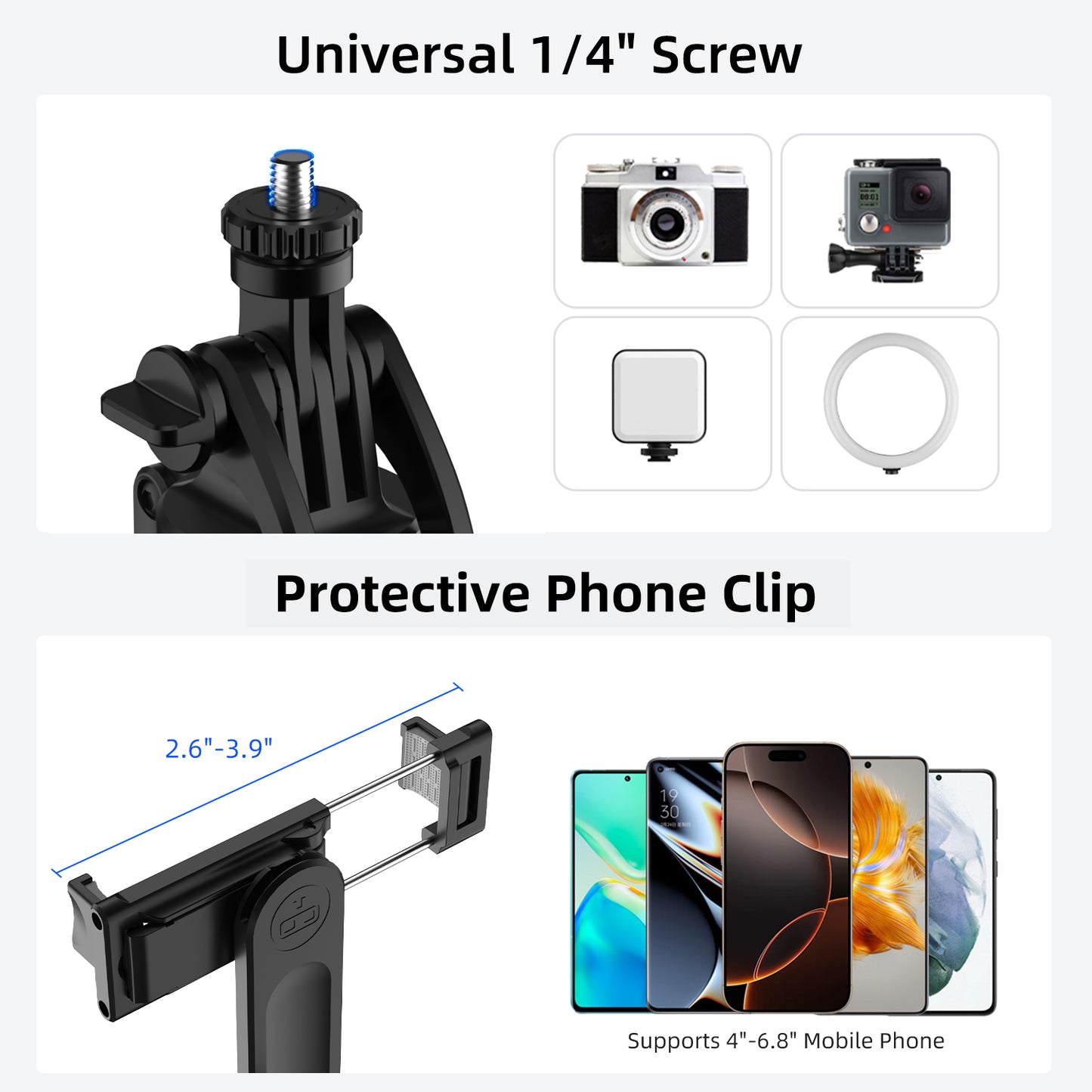 Mobilife Long Selfie Stick Tripod 360° Rotation Balance Handle 62" Extended Mobile Tripod Aluminum Bluetooth Remote 3 in 1 Selfie Stand for Vlog Travel Smartphone Mirrorless Camera Gopro