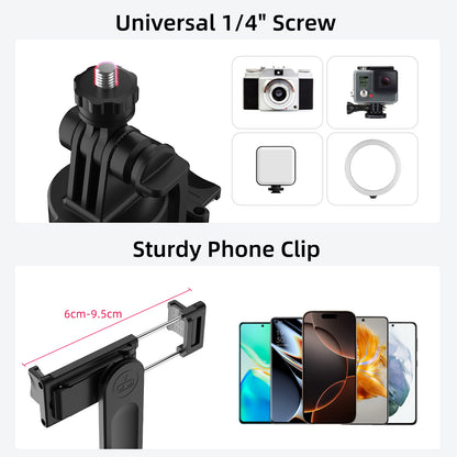 Mobilife 70 inch Selfie Stick Auto Opening Tripod 360° Rotating Balance Handle Bluetooth Remote 1/4" Screw for Camera Gopro Fill Light Aluminum Extended Rod Detachable Mobile Holder