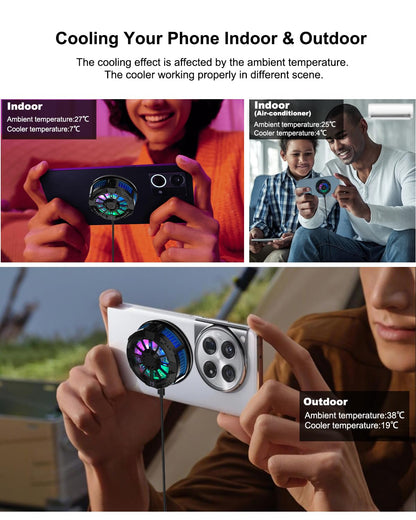 Mobilife Phone Cooler for Gaming, Magnetic Cooling Fan with 3 Level Modes, LCD Display & RGB Light, Semiconductor Technology