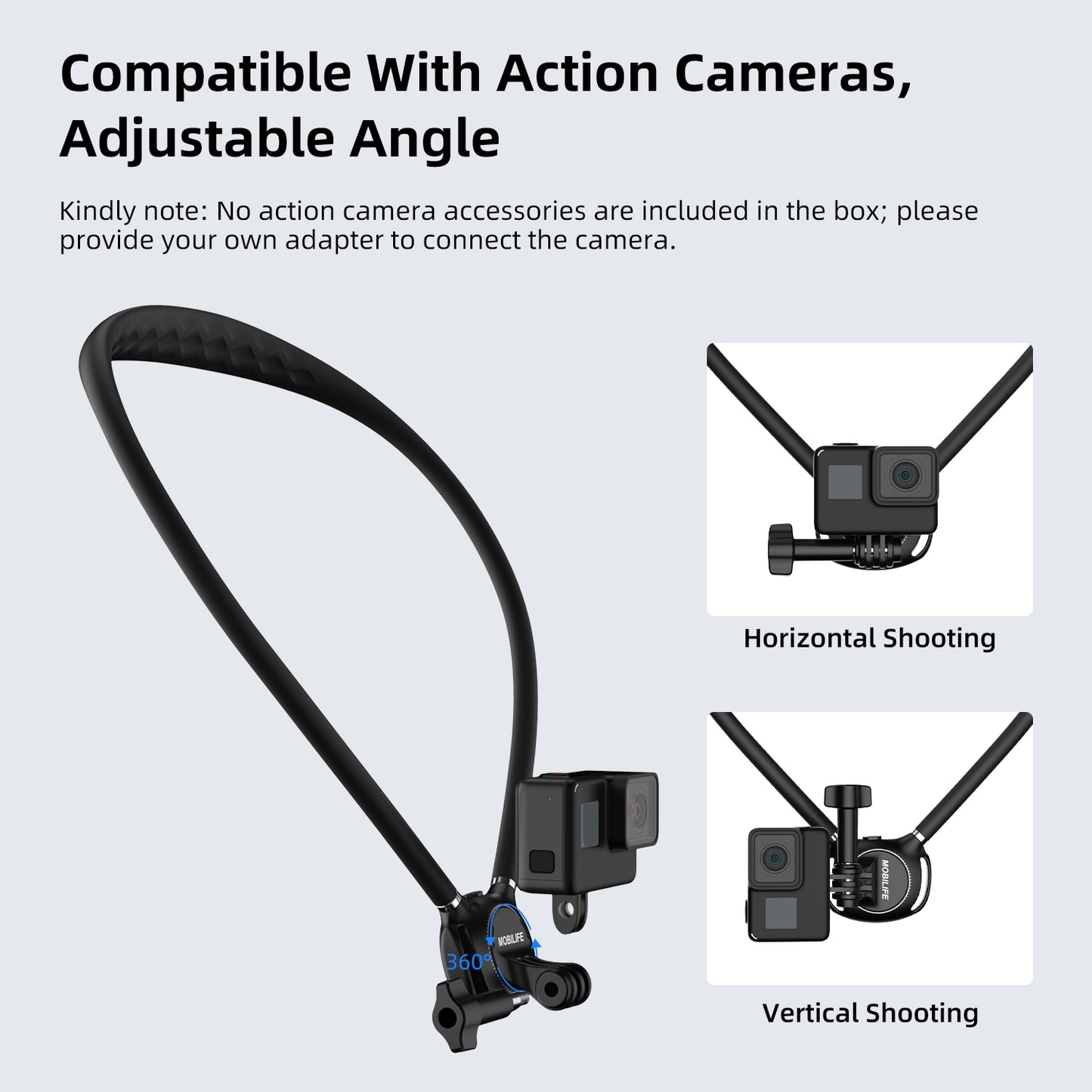 MOBILIFE Magnetic Neck Phone Holder Flexible Hands-Free POV Neck Mount with Chest Strap 360°Rotatable Adjustable Silicone Gooseneck Stand for Cellphone Action Camera Vlogging/Sports/Cooking/Recording