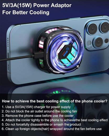 MOBILIFE 15W Mobile Cooler for Gaming, Magnetic Cooler, RGB Cooling Fan with Semiconductor Technology