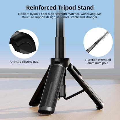 Mobilife Mini Selfie Stick 3 in 1 Grip Tripod Magnetic Phone Mount Rechargeable Bluetooth Remote Flexible Angle Adjustment Aluminum,Nylon+Fiber Compact Size for iPhone/Android Phone Vlog Travel