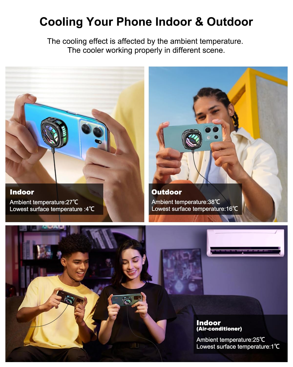 MOBILIFE 15W Mobile Cooler for Gaming, Magnetic Cooler, RGB Cooling Fan with Semiconductor Technology