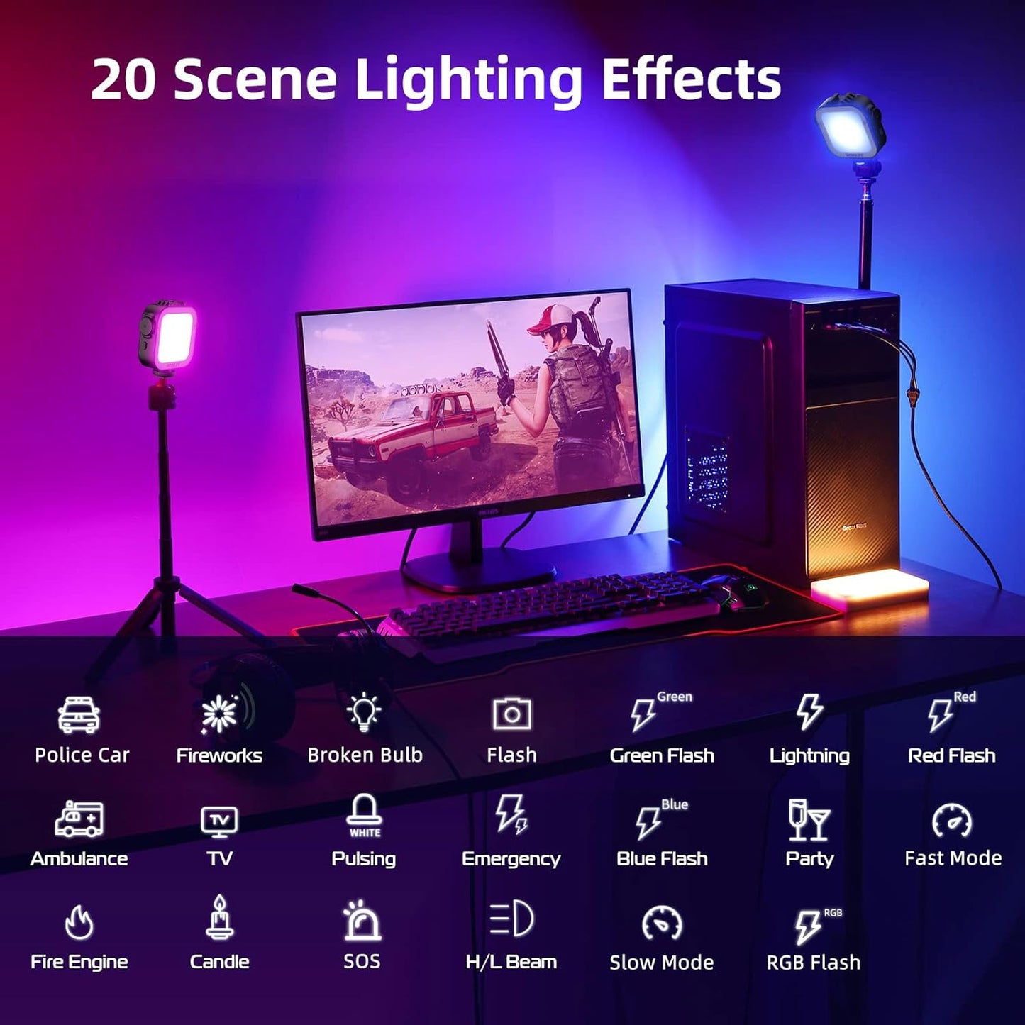 Mobilife RGB Video Light Double Sided Strong/Soft LED Lamp CCT/20 Effect 2000mAh Rechargeable Battery 118 LED Beads