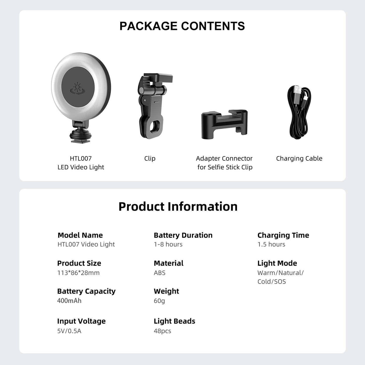 Selfie Ring Light for Tripod/Phone/Laptop LED Video Lamp with Clip Rechargeable 3 Color Dimmable Portable for Selfie Zoom Meeting Photography Vlogging