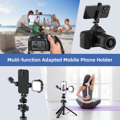 Mobilife Small Camera Extendable Tripod with 2 in 1 Tripod Stand with Cold Shoe for Mirrorless/Action Camera, Phone
