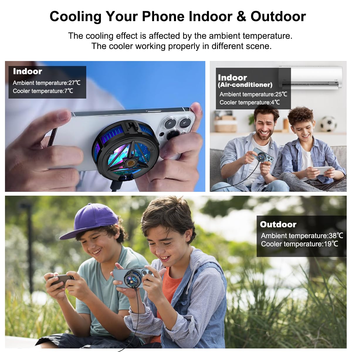 MOBILIFE Magnetic Mobile Cooler, Semiconductor Technology Phone Cooler for iPhone 12/13/14/15/16, 3 Cooling Modes (Black)