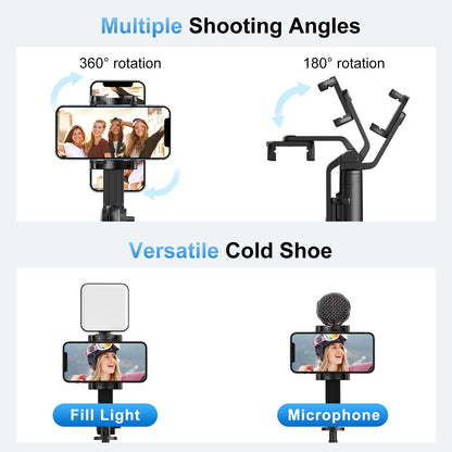 Mobilife 64" Multi-Function Selfie Stick Tripod Long Selfie Stick Multiple Mount for Camera, Gopro, Fill Light Aluminum