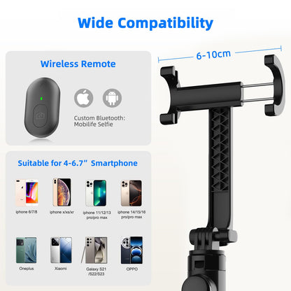 Mobilife Portable Selfie Stick Tripod 38" Extended Bluetooth Tripod Stand Reinforced 4 in 1 Selfie Stick