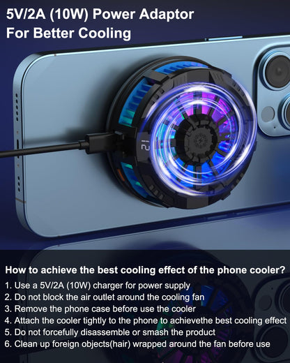 Mobilife Phone Cooler for Gaming, Magnetic Cooling Fan with 3 Level Modes, LCD Display & RGB Light, Semiconductor Technology