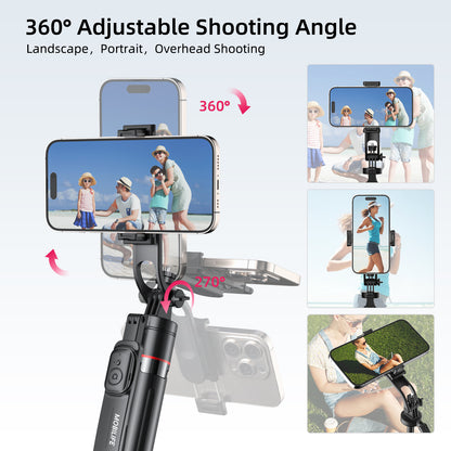 Mobilife 70 inch Selfie Stick Auto Opening Tripod 360° Rotating Balance Handle Bluetooth Remote 1/4" Screw for Camera Gopro Fill Light Aluminum Extended Rod Detachable Mobile Holder