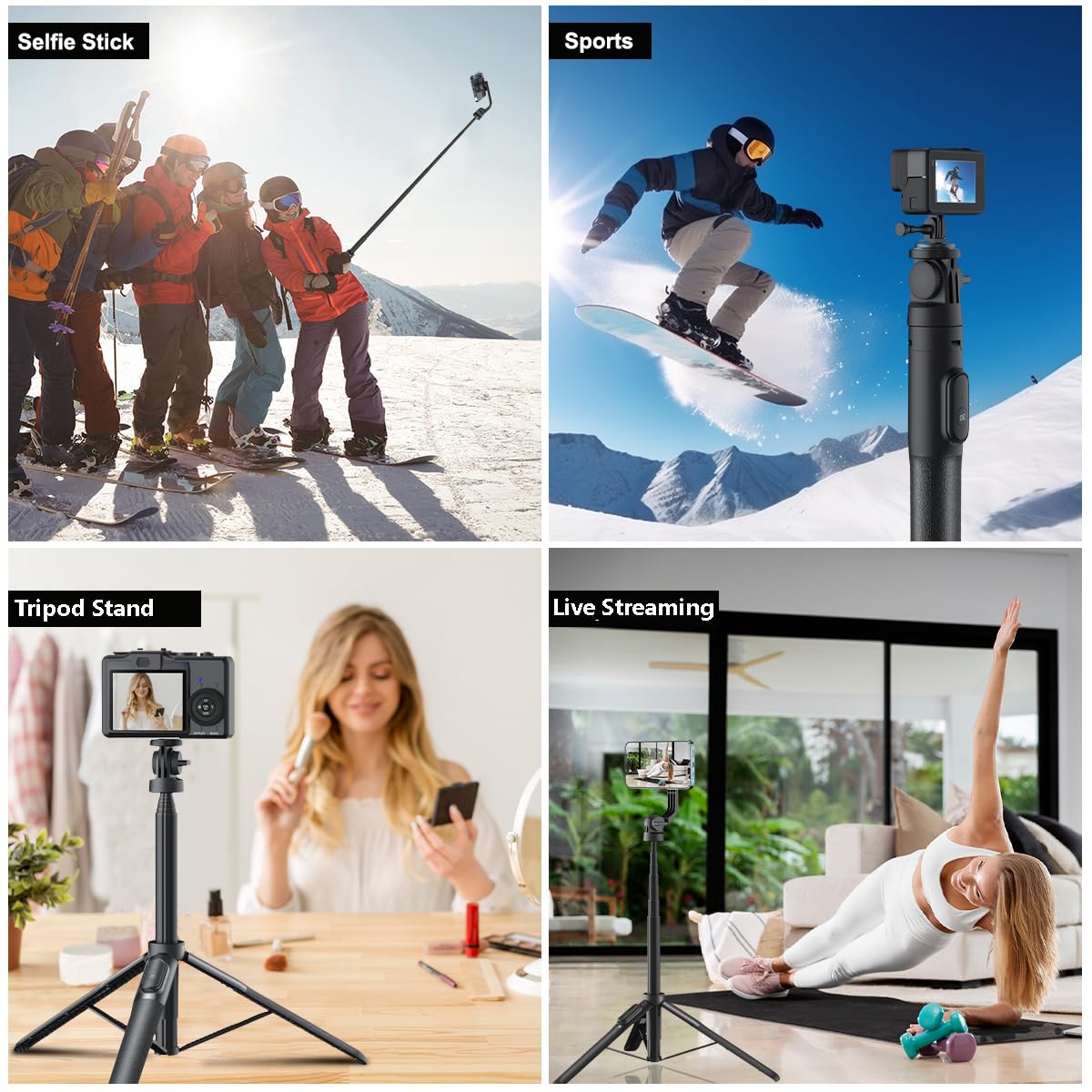 Mobilife Magnetic Selfie Stick Tripod 64" Long Tripod Stand for Magsafe iPhone 360 Degree Rotation for Camera, gopro etc.,