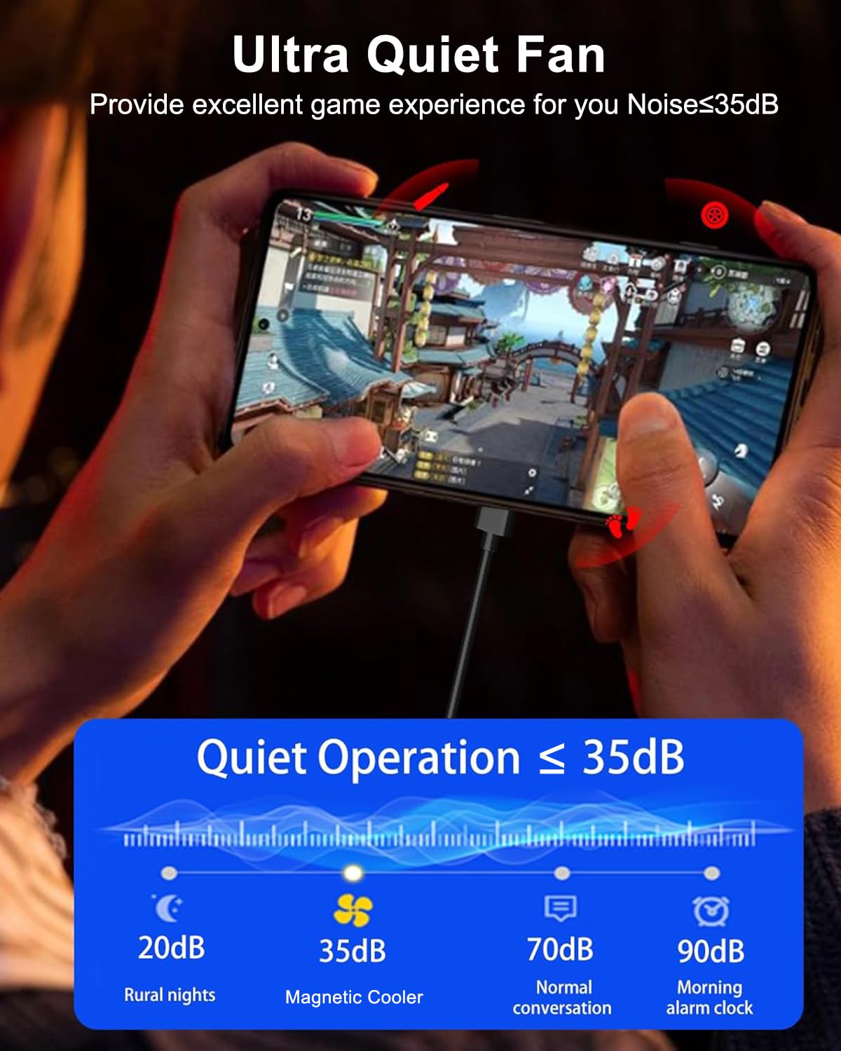 Mobilife Phone Cooler for Gaming, Magnetic Cooling Fan with 3 Level Modes, LCD Display & RGB Light, Semiconductor Technology