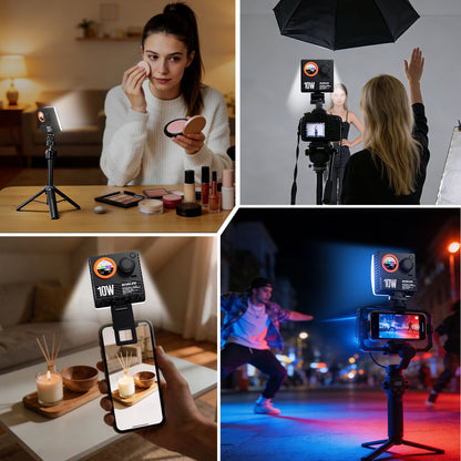 Mobilife 10W LED Video Light CCT/RGB Photography Lamp 20 Lighting Effect LCD Display 2600mAh Battery 1200LUX/0.5m 1800K-9000K Soft Diffuser Clip for Vlogging Influencer Camera Mobile Phone Tripod