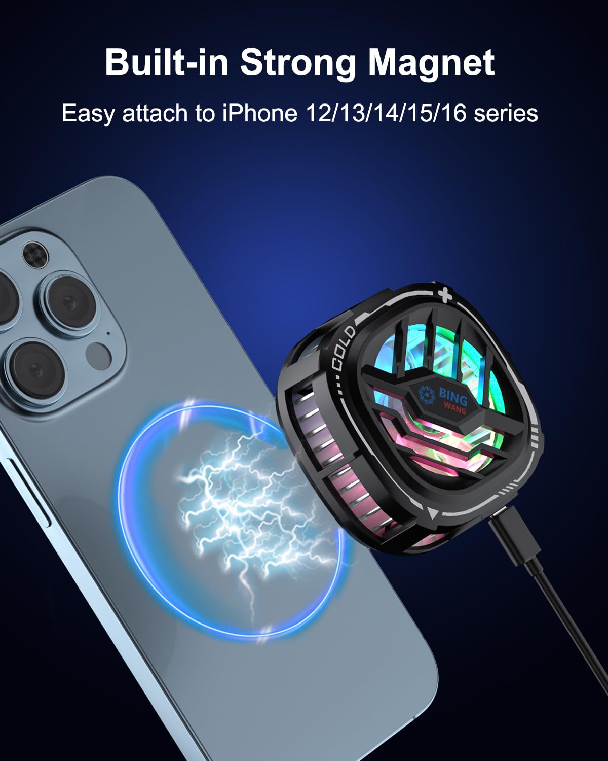 MOBILIFE 15W Mobile Cooler for Gaming, Magnetic Cooler, RGB Cooling Fan with Semiconductor Technology