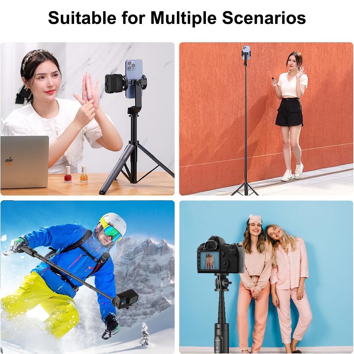 Mobilife 64" Multi-Function Selfie Stick Tripod Long Selfie Stick Multiple Mount for Camera, Gopro, Fill Light Aluminum
