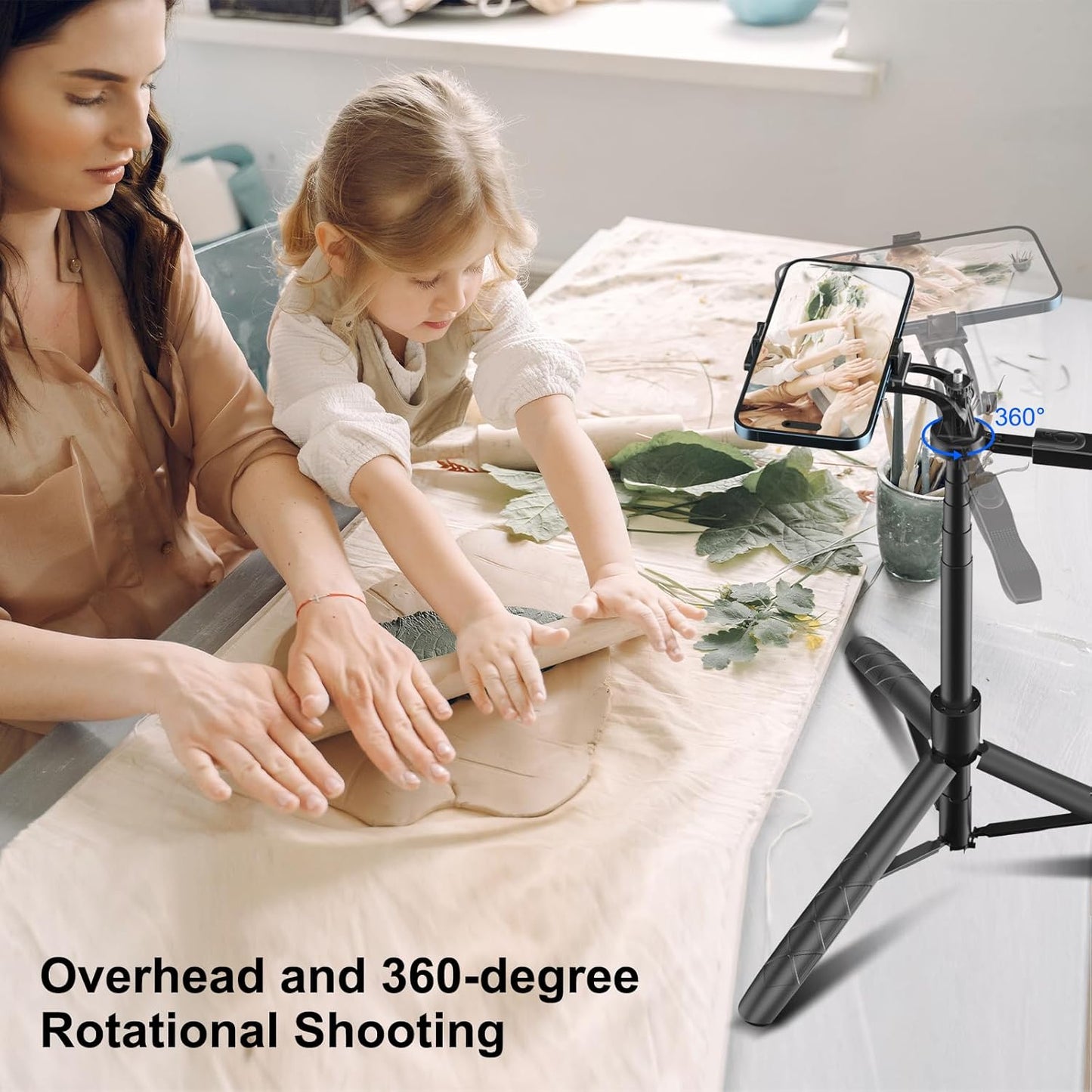 Mobilife 62-inch Selfie Stick Tripod 360° Rotation with Gimbal Handle Dual Fill Light with Bluetooth Remote