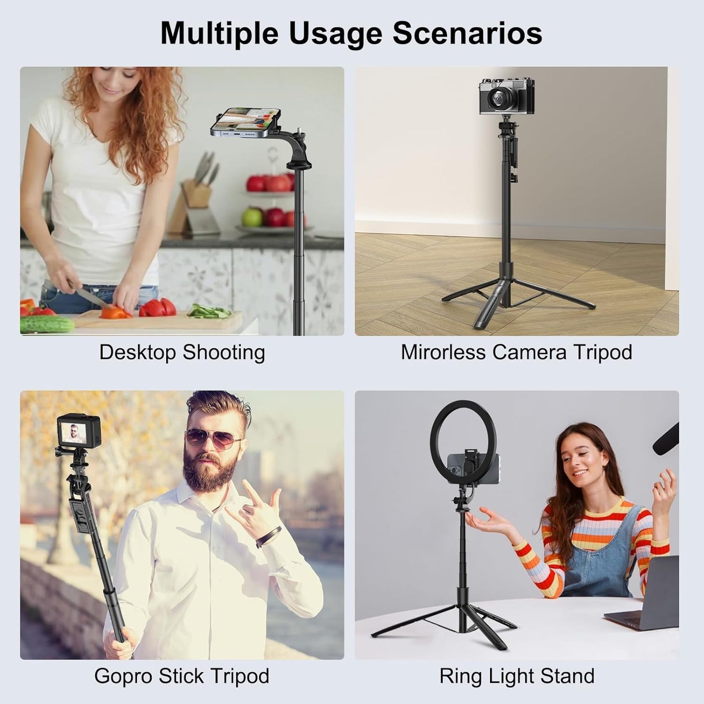 Mobilife Long Selfie Stick with Tripod Stand Aluminum 61 inch Multifunctional Bluetooth Tripod for Mobile Phone
