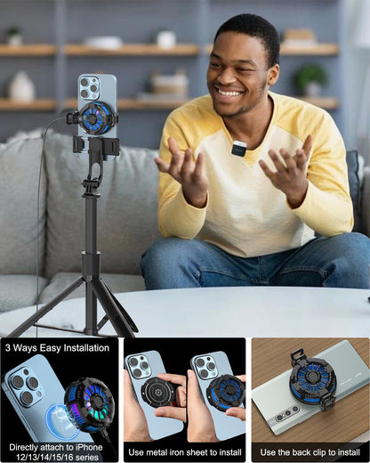 Mobilife Phone Cooler for Gaming, Magnetic Cooling Fan with 3 Level Modes, LCD Display & RGB Light, Semiconductor Technology