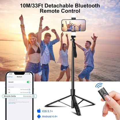 Mobilife 62-inch Selfie Stick Tripod 360° Rotation with Gimbal Handle Dual Fill Light with Bluetooth Remote
