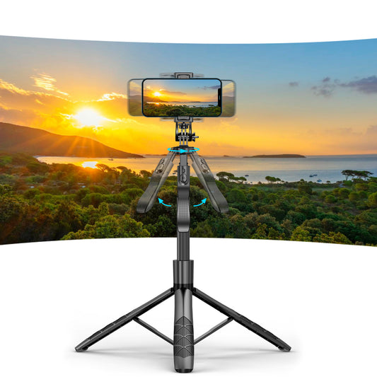 Mobilife 62-inch Selfie Stick Tripod 360° Rotation with Gimbal Handle Dual Fill Light with Bluetooth Remote