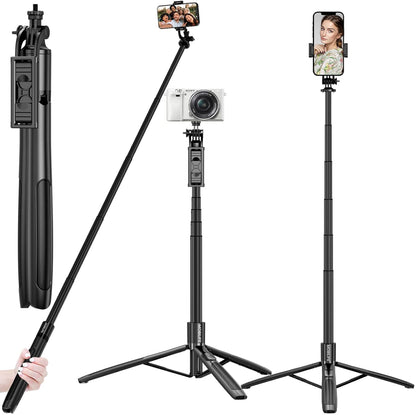 Mobilife Long Selfie Stick with Tripod Stand Aluminum 61 inch Multifunctional Bluetooth Tripod for Mobile Phone