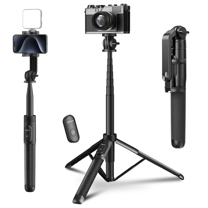 Mobilife 64" Multi-Function Selfie Stick Tripod Long Selfie Stick Multiple Mount for Camera, Gopro, Fill Light Aluminum