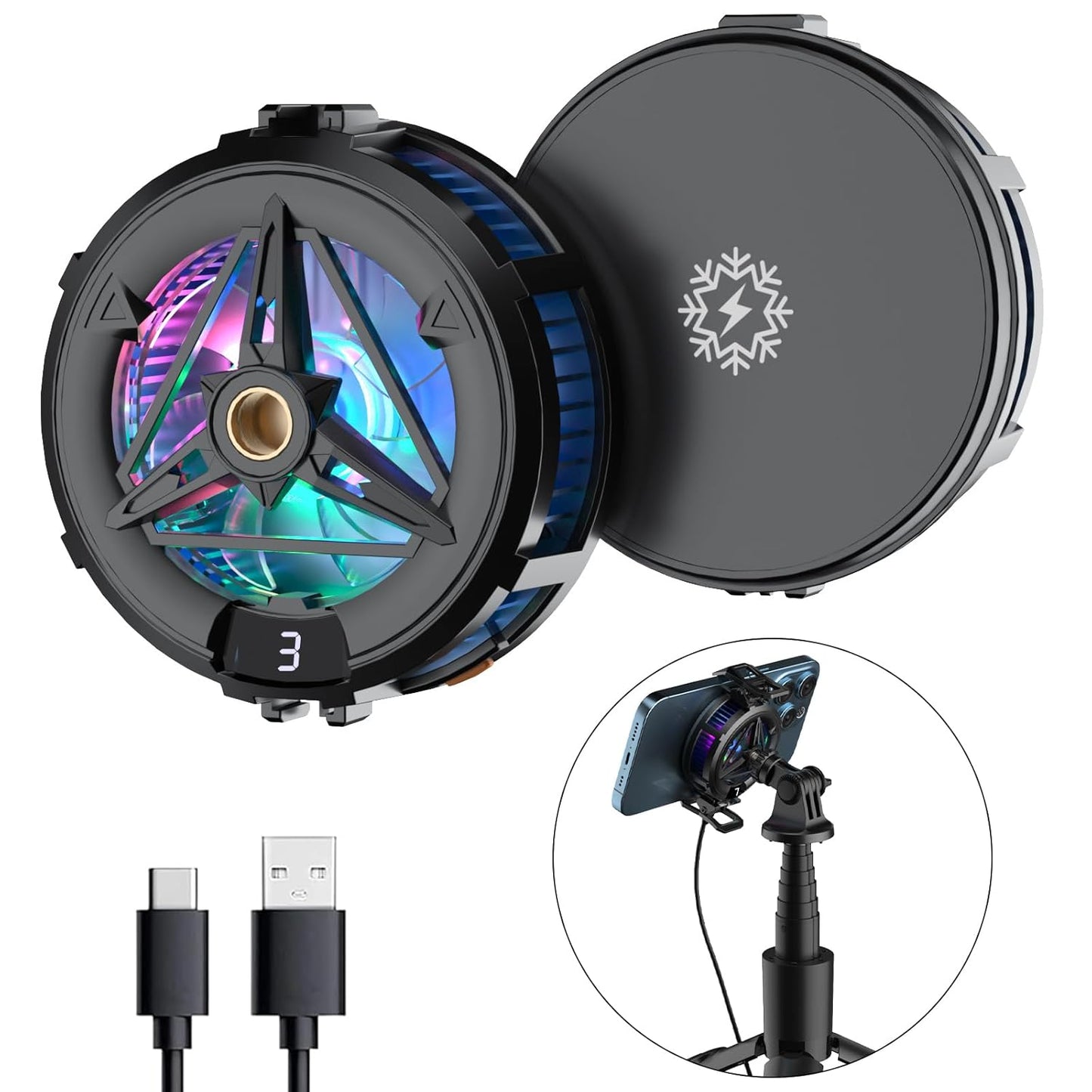 MOBILIFE Magnetic Mobile Cooler, Semiconductor Technology Phone Cooler for iPhone 12/13/14/15/16, 3 Cooling Modes (Black)