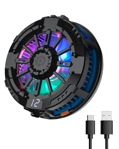 Mobilife Phone Cooler for Gaming, Magnetic Cooling Fan with 3 Level Modes, LCD Display & RGB Light, Semiconductor Technology
